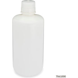 Bottle Narrow Mouth HDPE Bottle Attached Polypropylene Screw Cap 1000mL 6/Pack 7061000