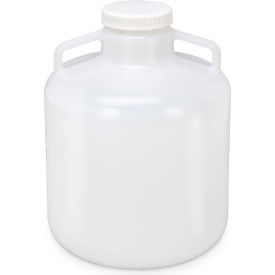 Globe Scientific™ Carboy Round w/Handles Wide Mouth White Screwcap Autoclavable 15 Liter 7210015