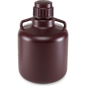 Carboy Round with Handles Amber HDPE Amber Polypropylene Screwcap 10 Liter Molded Graduation 7240010AM