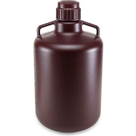 Carboy Round with Handles Amber HDPE Amber Polypropylene Screwcap 20 Liter Molded Graduations 7240020AM