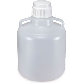 Carboy Round with Handles LDPE White Polypropylene Screwcap 10 Liter Molded Graduations 7250010
