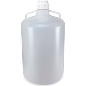 Carboy Round with Handles LDPE White Polypropylene Screwcap 50 Liter Molded Graduations 7250050