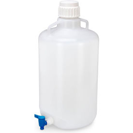 Globe Scientific™ Carboy Round with Spigot & Handles LDPE White PP Screwcap 25 Liter 7270025