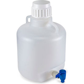Globe Scientific™ Carboy Round with Spigot & Handles HDPE White PP Screwcap 10 Liter 7350010