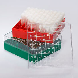 BioBox 100 place Polycarbonate for 1+2mL int. Cryoclear Tube Red 5/Pack 3050R
