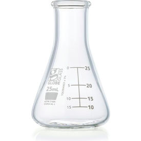 Flask Erlenmeyer Globe Glass Narrow Mouth Dual Graduations ASTM E1404 2000mL 4/Box 8402000