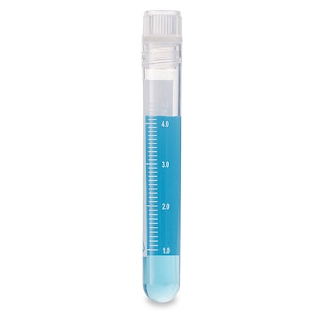 Cryogenic Vials, 5.0ml, Sterile, Internal Threads, Attached Screwcap with O-ring seal, RB, PG, WS, 500PK MPN:3034-5-RB