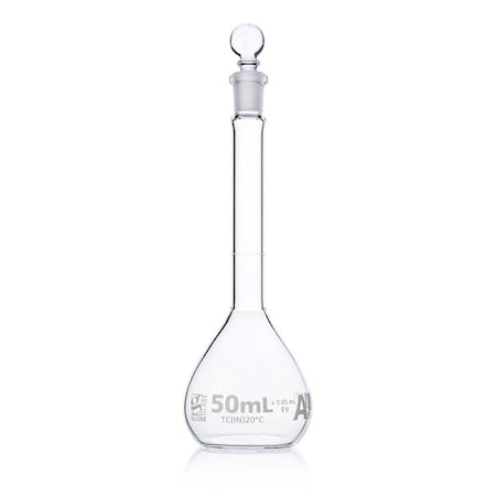 Flask, Volumetric, Globe Glass, 50mL, Class A, To Contain (TC), ASTM E288, 6/Box MPN:8200050