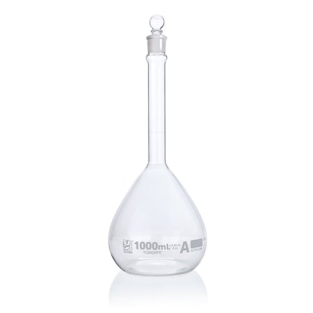Flask, Volumetric, Globe Glass, 1000mL, Class A, To Contain (TC), ASTM E288, 1/Box MPN:8201000