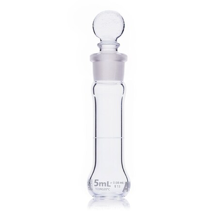 Flask, Volumetric, Wide Mouth, Globe Glass, 5mL, Class A, To Contain (TC), ASTM E288, 6/Box MPN:8230005