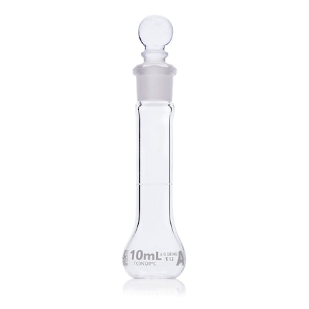Flask, Volumetric, Wide Mouth, Globe Glass, 10mL, Class A, To Contain (TC), ASTM E288, 6/Box MPN:8230010