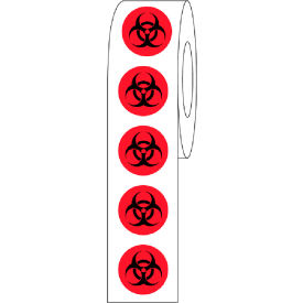 Globe Scientific™ Cryo Label 9.5mm Biohazard Dots Red/Black 1000/Roll LCR-95BIO