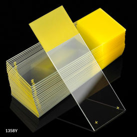 Microscope Slides Diamond White Glass 25 x 75mm 90&176 Ground Edges Yellow Frosted 1440/PK 1358Y