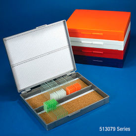 Slide Box for 100 Slides Cork Lined 5 Assorted Colors (Gray Blue Gray Orange and White) 5/Pack 513079AST