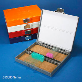 Slide Box For 100 Slides Cork Lined Stainless Steel Lock Orange 513080N