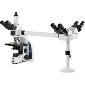 Euromex IScope Trinocular Multihead Microscope w/ 2 Extra Binocular Heads & Plan PLi 4/10/S40/S100x EIS-1156-PLI3