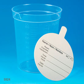 Graduated Specimen Container With Pour Spout 6.5 oz. Paper Lid Polypropylene 500/Pack 5924