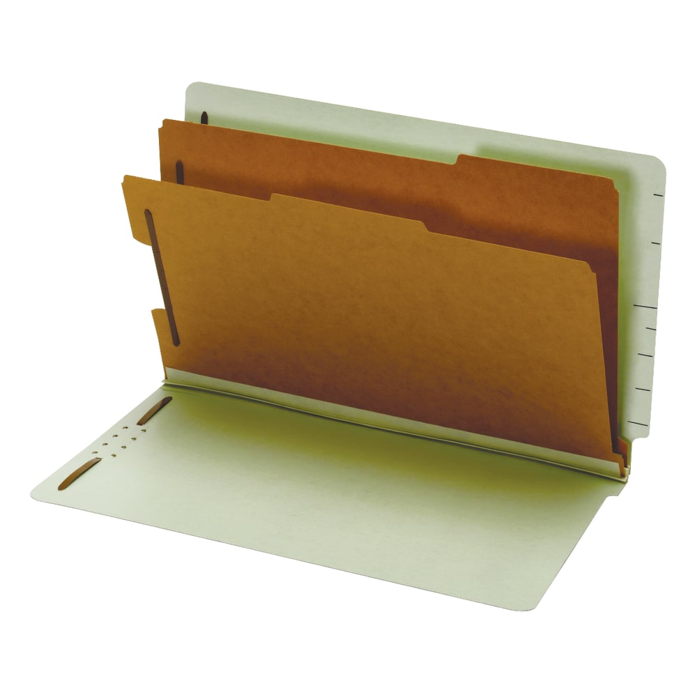 Pendaflex End Tab Classification Folder, 2 1/2in Expansion, 8 1/2in x 14in, 2 Dividers, Light Green, Box Of 10 MPN:23324R
