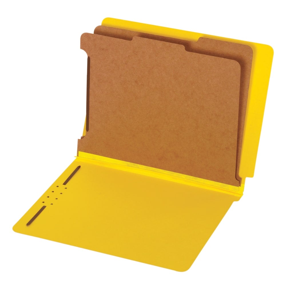 Pendaflex Straight-Cut End-Tab Pressboard Classification Folders, 2-1/2in Expansion, 2 Dividers, 8 1/2in x 11in, Letter, Yellow, Box of 10 (Min Order Qty 3) MPN:23789P