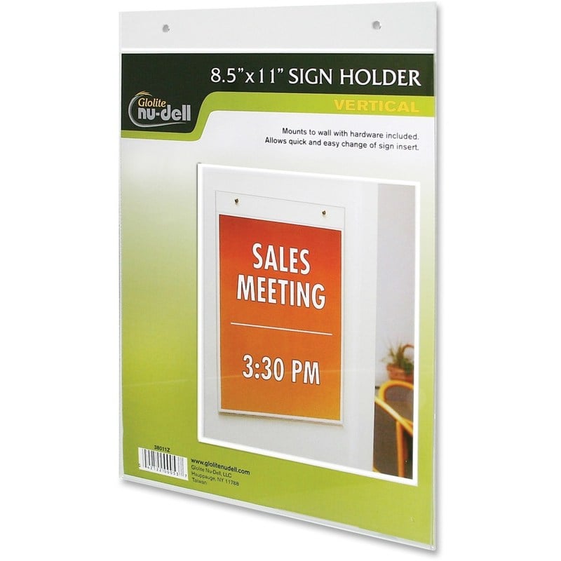 NuDell Acrylic Sign Holders - Support 8.50in x 11in Media - Acrylic - 1 Each - Clear (Min Order Qty 6) MPN:38011