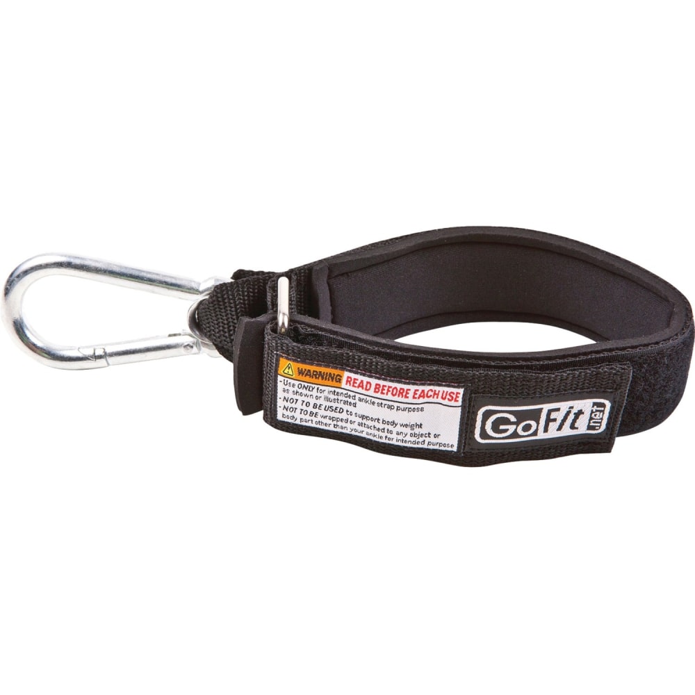 GoFit GF-STAS Ankle Strap with Carabiner for Tubes and Resistance Bands - Adjustable - Carabiner Attachment - 3in x 9.5inx 1.5in - Neoprene, Steel MPN:GF-STAS