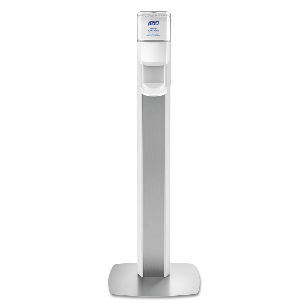 PURELL MESSENGER ES6 Floor Stand with Dispenser, 1, 200 mL, 13.16 x 16.63 x 51.57, Silver/White MPN:7306-DS-SLV