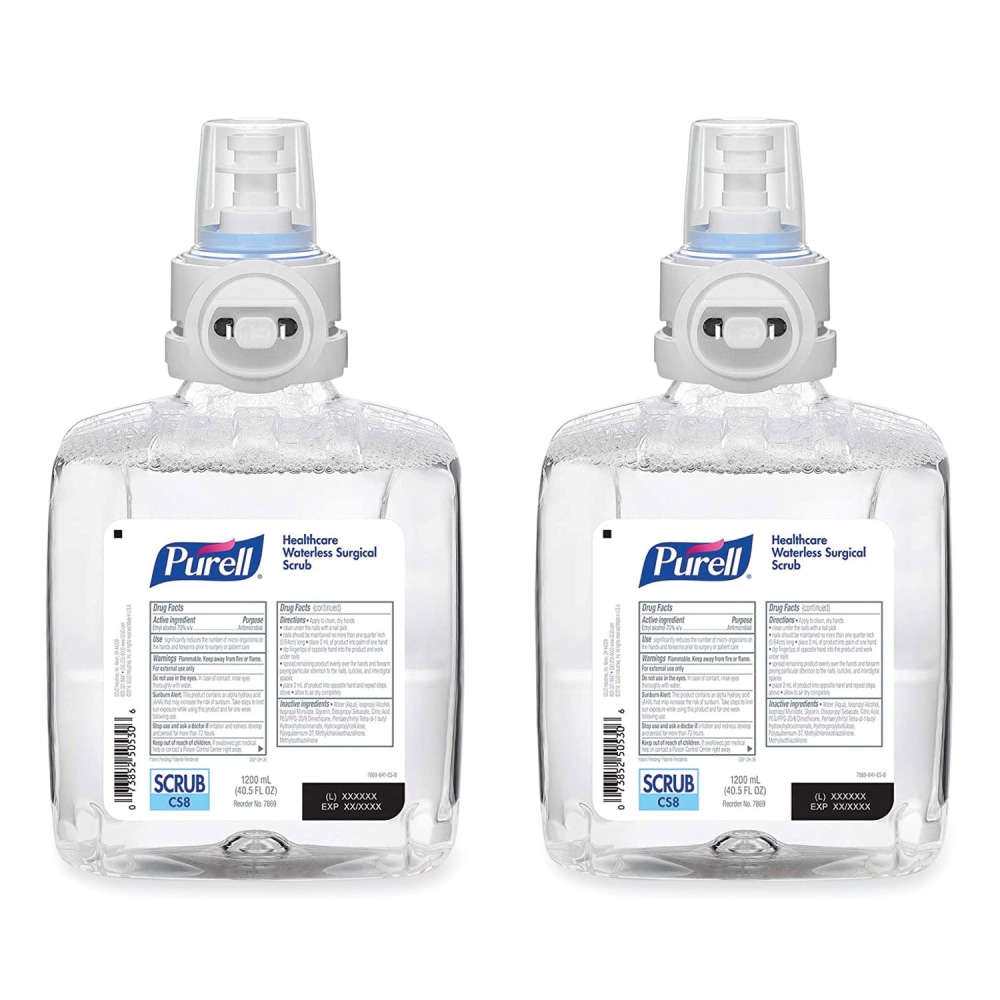 PURELL Waterless Surgical Scrub Gel Hand Sanitizer, 40.58oz (1, 200 mL) Refill Bottle, Fragrance-Free, For CS-8 Dispenser, 2/Carton MPN:7869-02