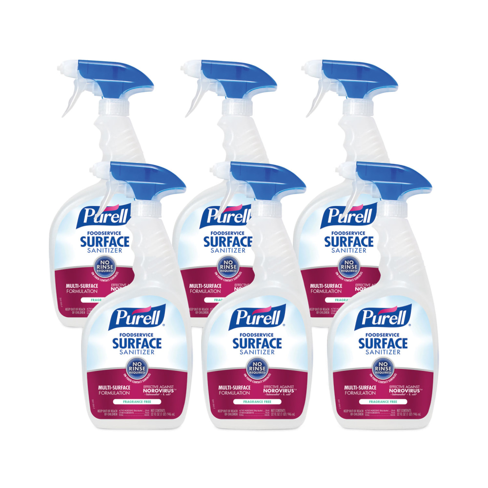PURELLFoodservice Surface Sanitizer3, Fragrance Free, 32 oz Bottle with Spray Trigger Attached, 6/Carton MPN:3341-06-RTL