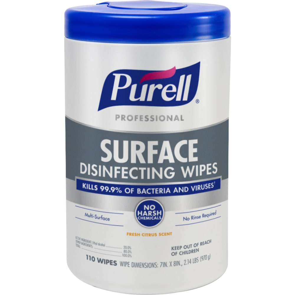 Purell Professional Surface Disinfecting Wipes, 7in x 8in, 110 Wipes Per Canister MPN:9342-06EA