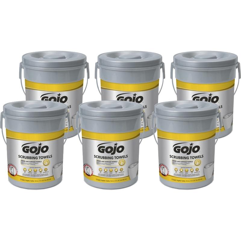 Gojo Scrubbing Towels - 10.50in Width x 13in Length - White - 72/Tub - 6 / Carton MPN:639606CT