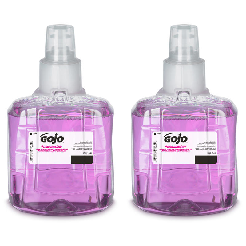 GOJO Antibacterial Foam Hand Wash Soap, Plum Scent, 40.58 Oz, Carton Of 2 Bottles MPN:1912-02CT