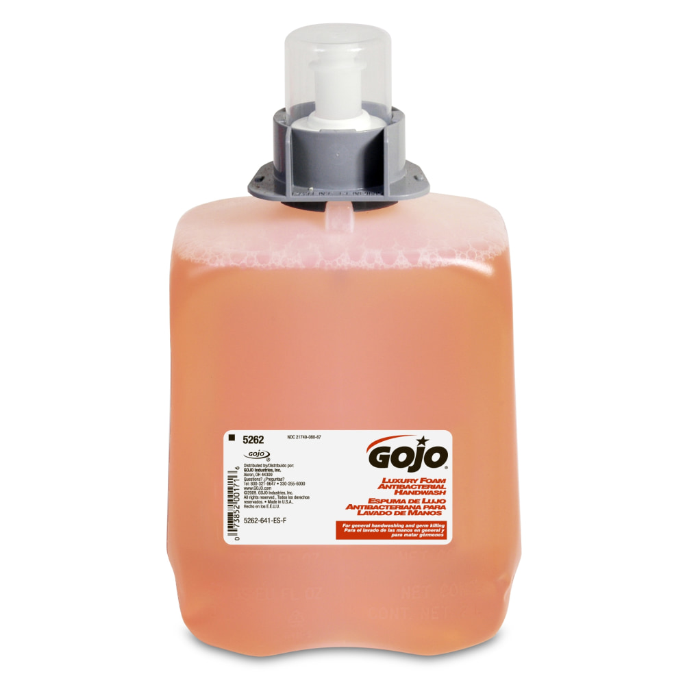 Gojo FMX-20 Dispenser Antibacterial Handwash Refill - Fresh Fruit Scent - 67.6 fl oz (2 L) - Bacteria Remover, Kill Germs - Hand - Amber - Triclosan-free - 2 / Carton MPN:5262-02