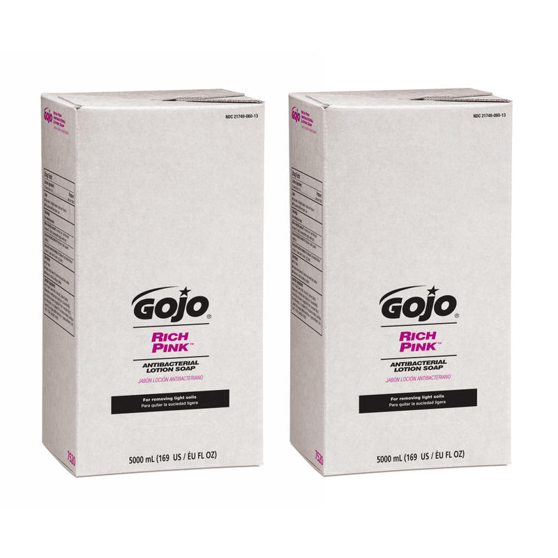 GOJO Rich Pink Antibacterial Lotion Hand Soap, Floral Scent, 169.07 Oz Bottle, Pack of 2 MPN:7520-02