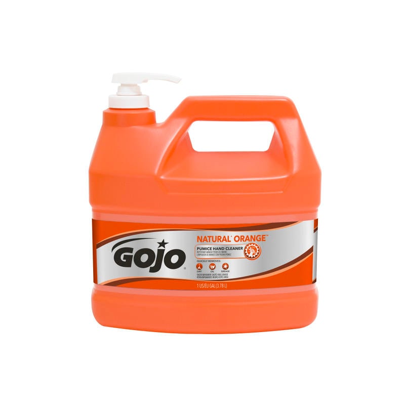 GOJO Natural Orange Pumice Heavy-Duty Lotion Hand Soap Cleaner, Citrus Scent, 128 Oz Bottle (Min Order Qty 2) MPN:95504