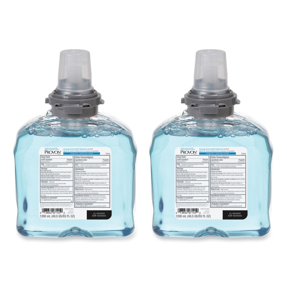 PROVON Foaming Antimicrobial Handwash with PCMX Refill, For TFX Dispenser, Floral Scent, 40.57 oz (1, 200 mL), 2/Carton MPN:5344-02