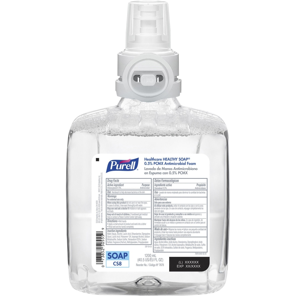 PURELL CS8 HEALTHY SOAP 0.5% PCMX Antimicrobial Foam - Floral Scent - 1.27 quart - Hand, Skin - Clear - Anti-irritant - 2 / Carton MPN:GOJ787802
