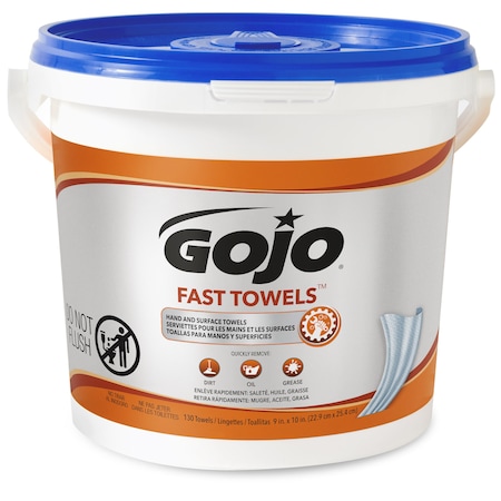 Hand and Surface Wet Towels, Bucket, 130 Wipes per Container, Citrus, Moisturizing, Blue, 4 PK MPN:6298-04