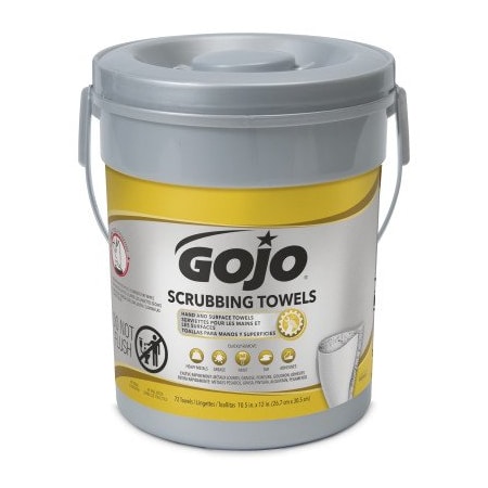 Hand and Surface Scrubbing Towels, Bucket, 72 Wipes per Container, Citrus, Moisturizing, Gray MPN:6396-06