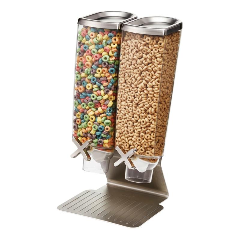 Rosseto Serving Solutions EZ-PRO Dry Food Dispensers, Dual Container, Tabletop Stand, 256 Oz, Stainless MPN:EZ514
