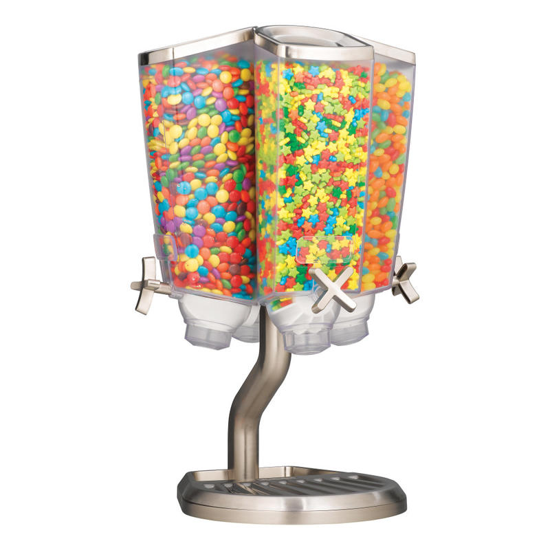 Rosseto Serving Solutions EZ-PRO Dry Food Dispenser, 4-Container 6in Carousel, Cereal, Tabletop Stand, 512 Oz, Stainless MPN:EZP2760