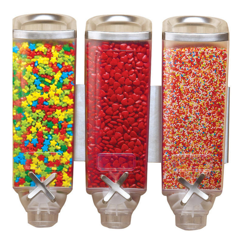 Rosseto Serving Solutions EZ-PRO Dry Food Dispensers, 3-Container, Candy, Wall-Mounted, 384 Oz, Stainless MPN:EZP2906