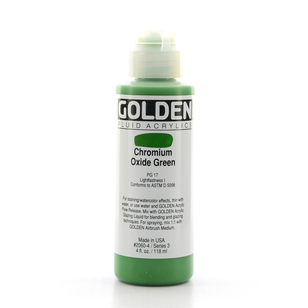 Golden Fluid Acrylic Paint, 4 Oz, Chromium Oxide Green MPN:2060-4