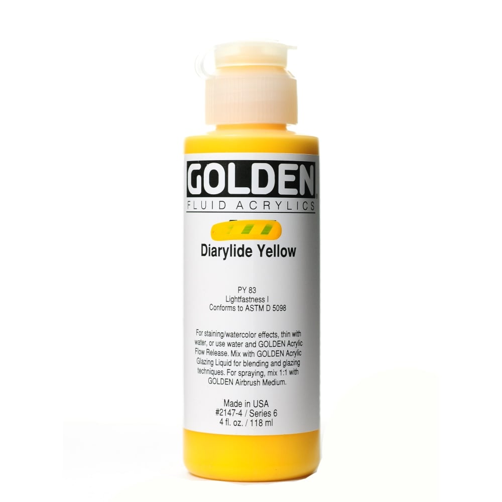 Golden Fluid Acrylic Paint, 4 Oz, Diarylide Yellow MPN:2147-4