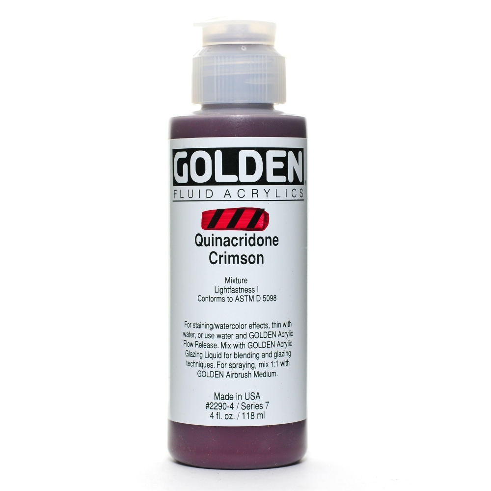 Golden Fluid Acrylic Paint, 4 Oz, Quinacridone Crimson MPN:2290-4