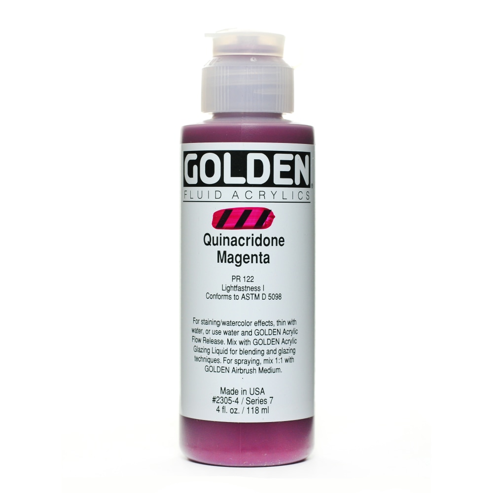 Golden Fluid Acrylic Paint, 4 Oz, Quinacridone Magenta MPN:2305-4
