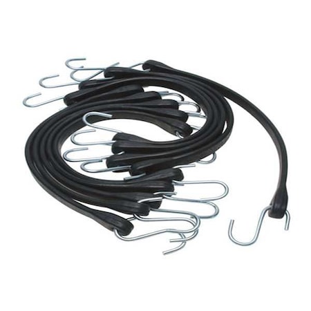 S-Hook Bungee Strap Assortment, Black, 10PK MPN:635000076
