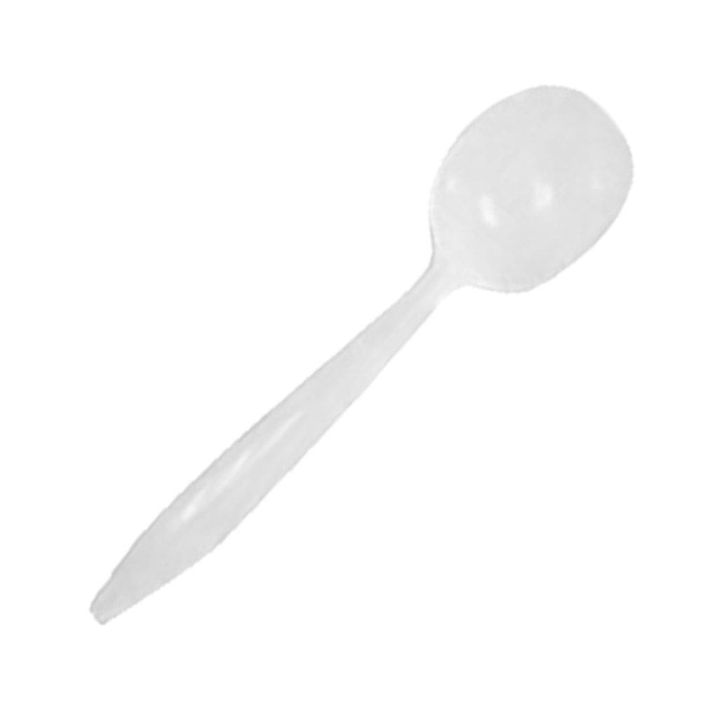 Goldmax Medium-Weight Flexible Plastic Utensils, Soup Spoons, White, Case Of 1,000 (Min Order Qty 4) MPN:PTMWSS10
