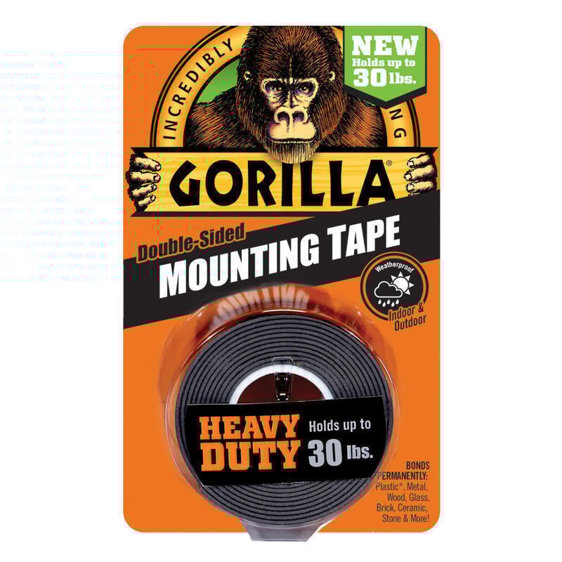 Gorilla Glue Heavy-Duty Double-Sided Mounting Tape, 1in x 1.67 yd., Black (Min Order Qty 6) MPN:6055002