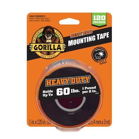 Double Sided Mounting Tape, 1 in W x 120 in L, 43 mil Thick, Black MPN:102441