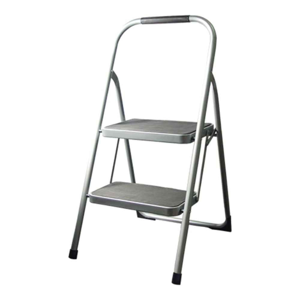 Gorilla Ladders Steel 2-Step Folding Step Ladder, 200-Lb Capacity, 19in, Silver MPN:GLS-2